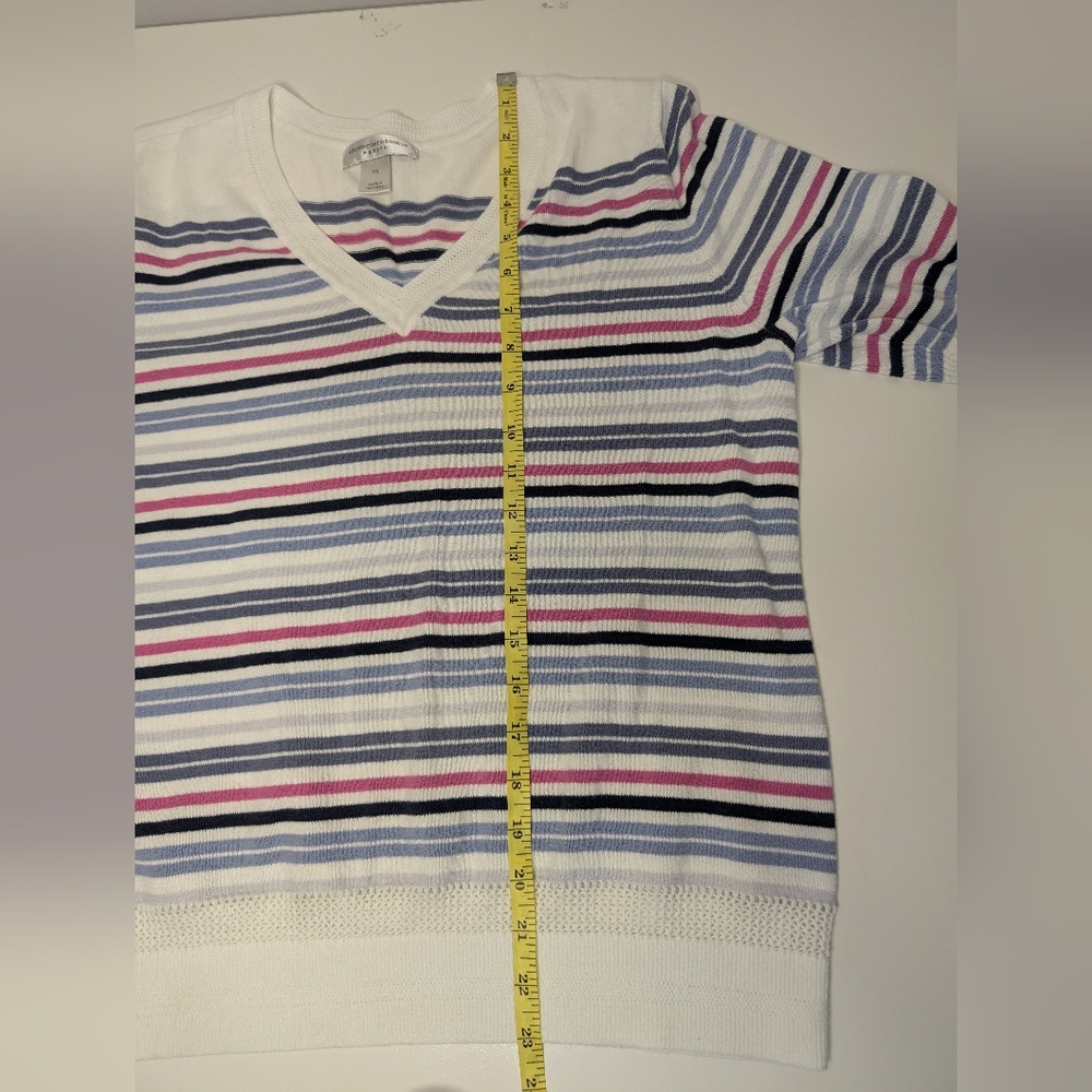 Christopher & Banks Petite Large Womens V Neck Lightweight Striped Sweater Top - Picture 10 of 11